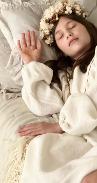 Lniana biała sukienka retro Marysia white day 1-4 lat