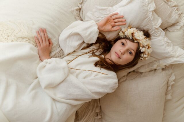 Lniana biała sukienka retro Marysia white day 1-4 lat