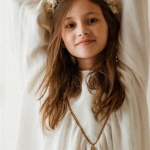 Lniana biała sukienka retro Marysia white day 1-4 lat