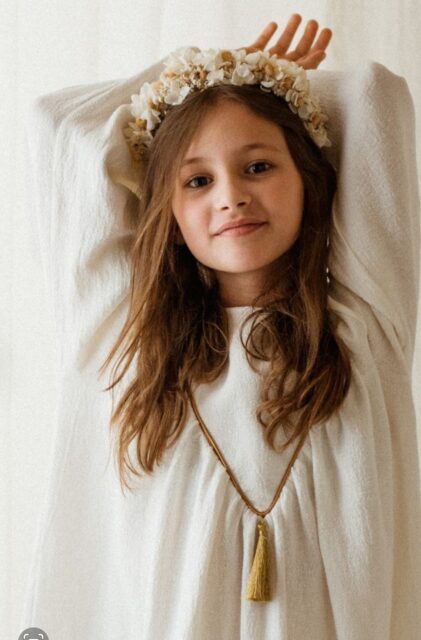 Lniana biała sukienka retro Marysia white day 1-4 lat