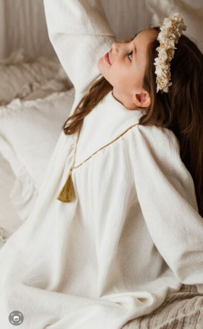 Lniana biała sukienka retro Marysia white day 1-4 lat