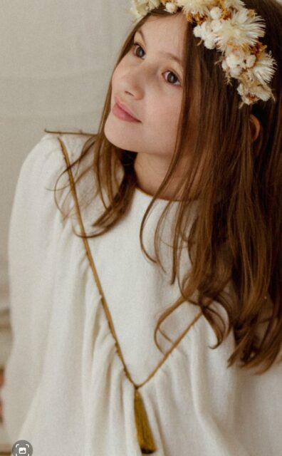 Lniana biała sukienka retro Marysia white day 1-4 lat