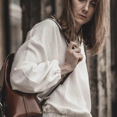 Lniana bluza damska oversize ecru