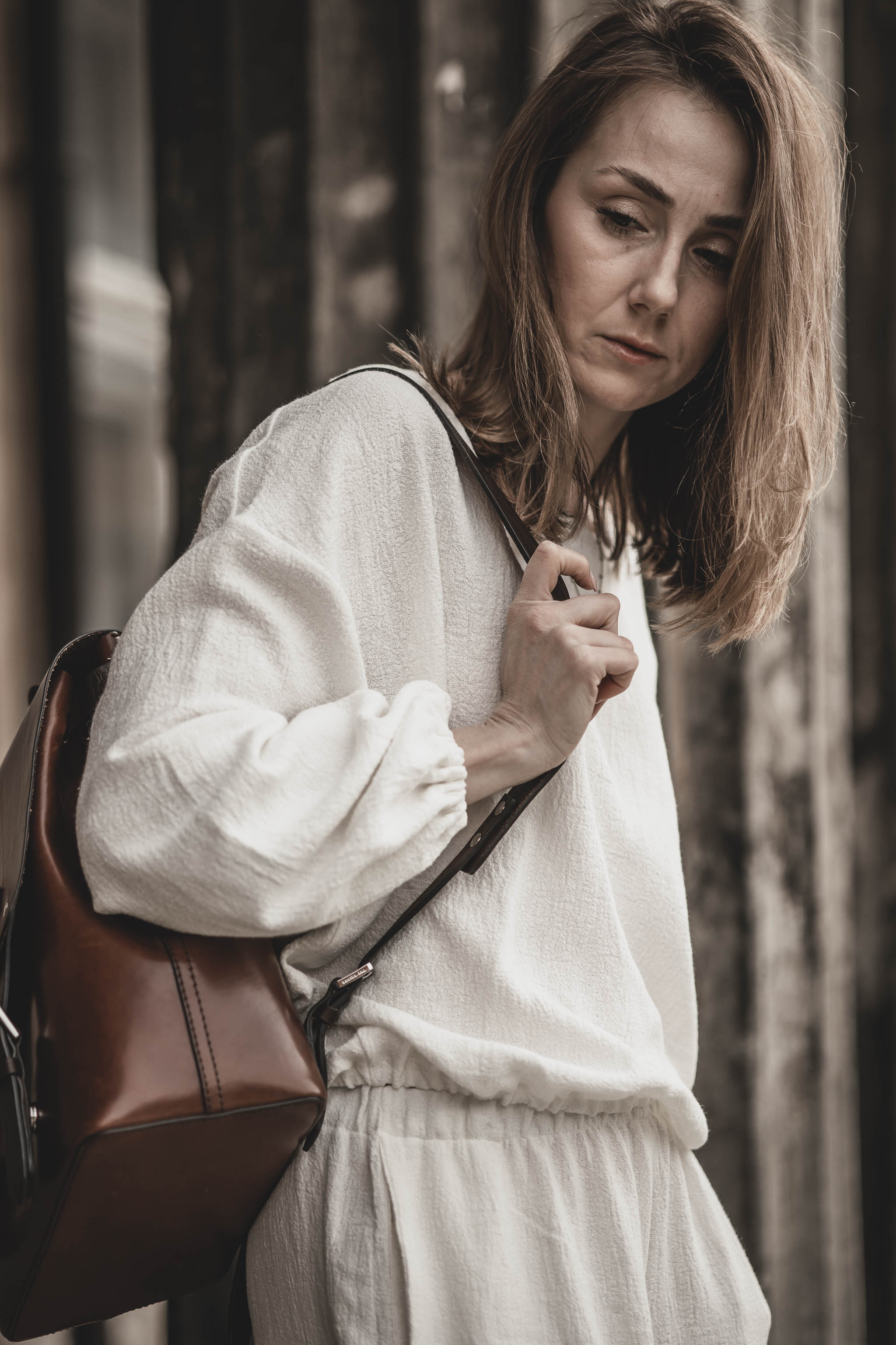 Lniana bluza damska oversize ecru