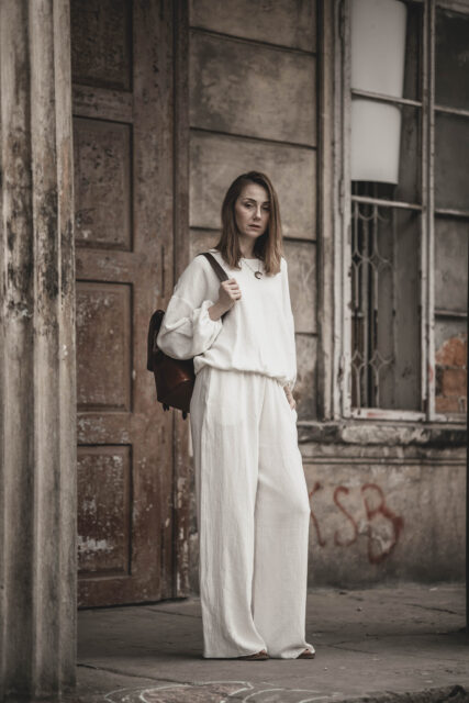Lniana bluza damska oversize ecru