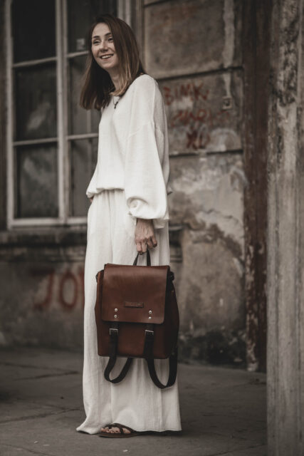 Lniana bluza damska oversize ecru