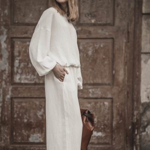 Lniana bluza damska oversize ecru