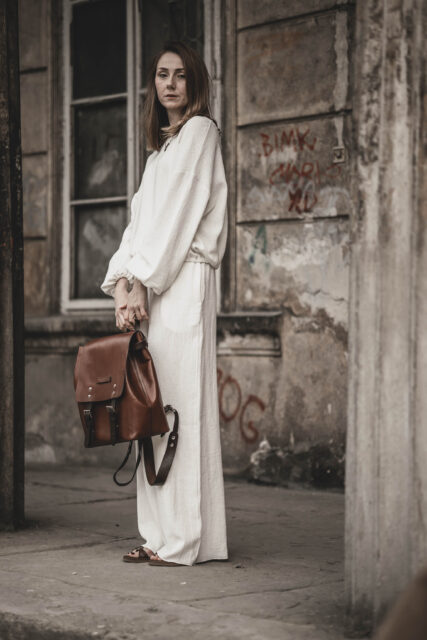 Lniana bluza damska oversize ecru