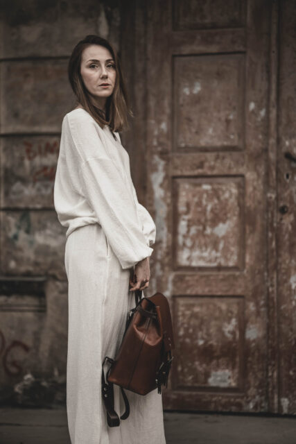 Lniana bluza damska oversize ecru