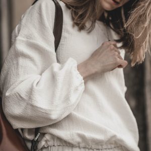 Lniana bluza damska oversize ecru