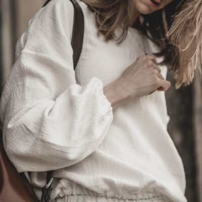 Lniana bluza damska oversize ecru