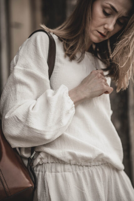 Lniana bluza damska oversize ecru