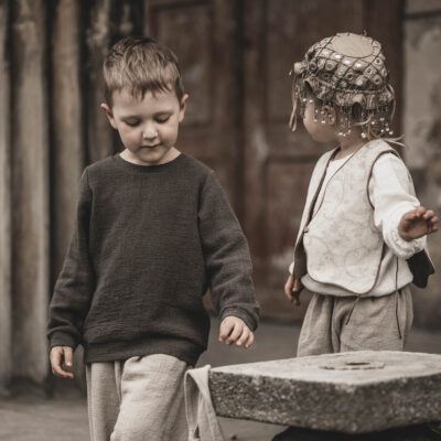 Lniana bluza unisex dla dzieci szara smoke grey