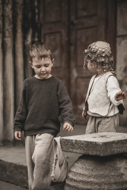 Lniana bluza unisex dla dzieci szara smoke grey