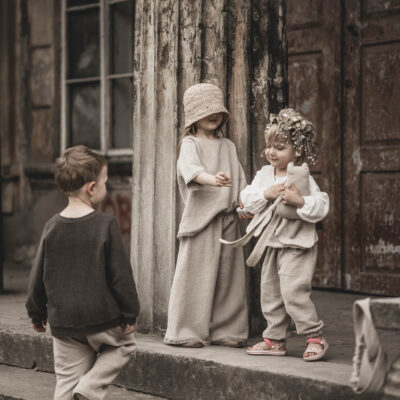 Lniana bluza unisex dla dzieci szara smoke grey