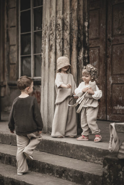 Lniana bluza unisex dla dzieci szara smoke grey