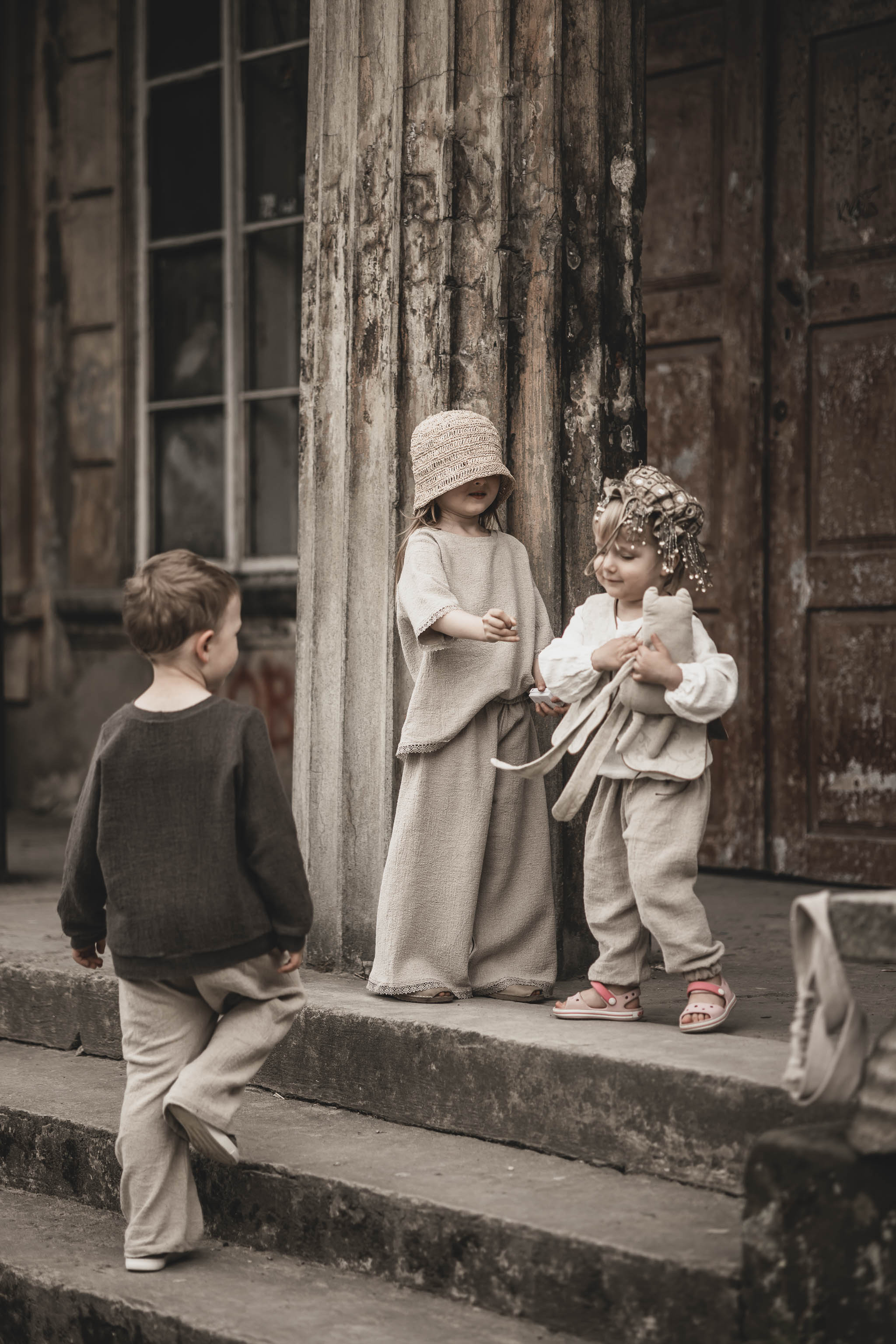 Lniana bluza unisex dla dzieci szara smoke grey