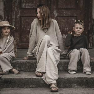 Lniana bluza unisex dla dzieci szara smoke grey