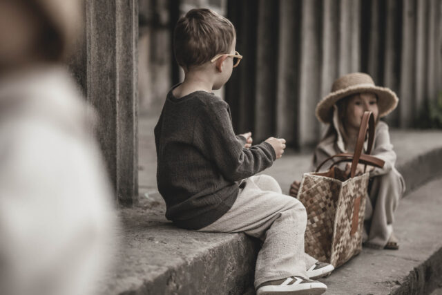 Lniana bluza unisex dla dzieci szara smoke grey