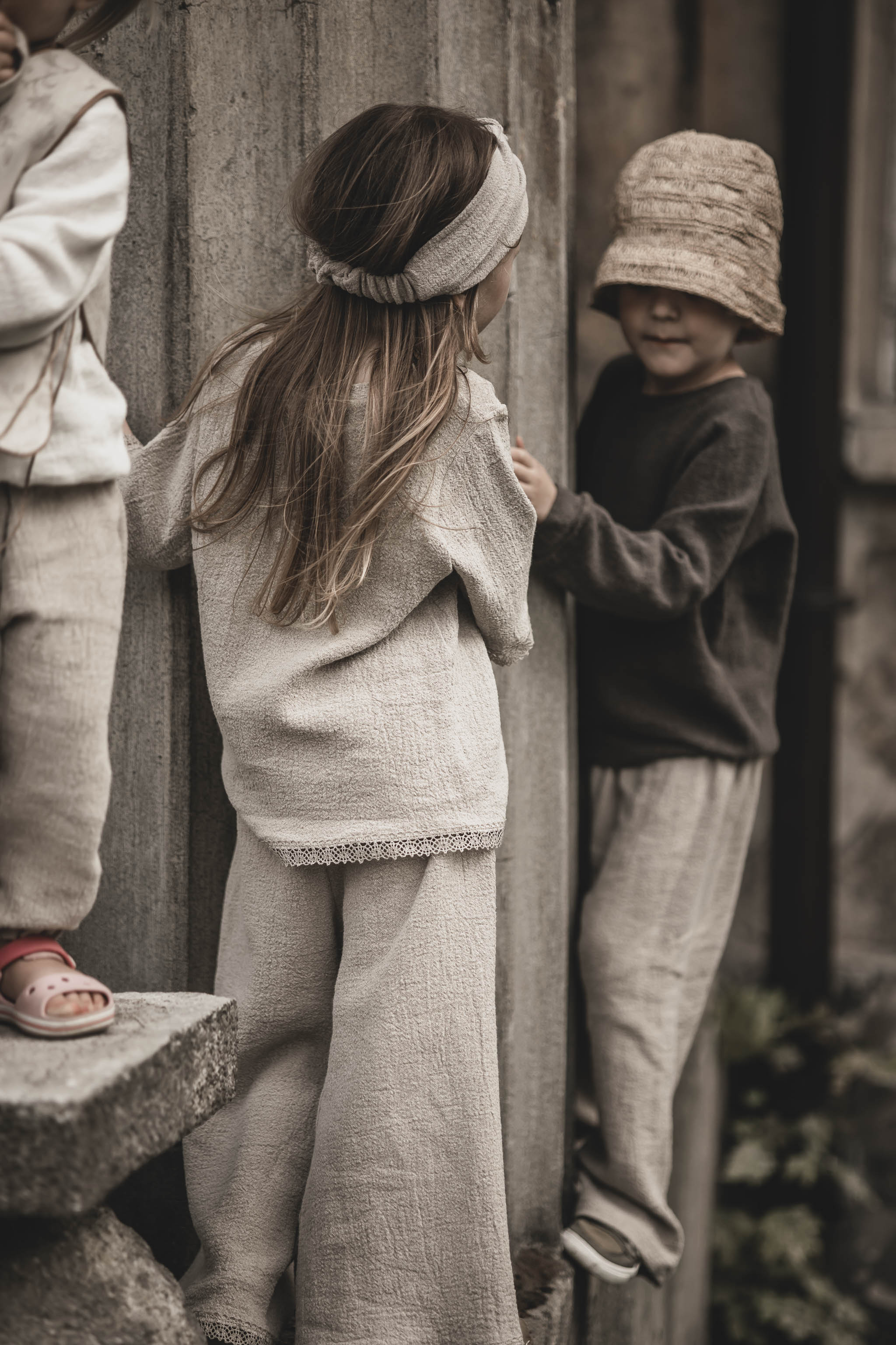 Lniana bluza unisex dla dzieci szara smoke grey