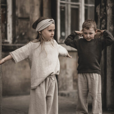 Lniana bluza unisex dla dzieci szara smoke grey