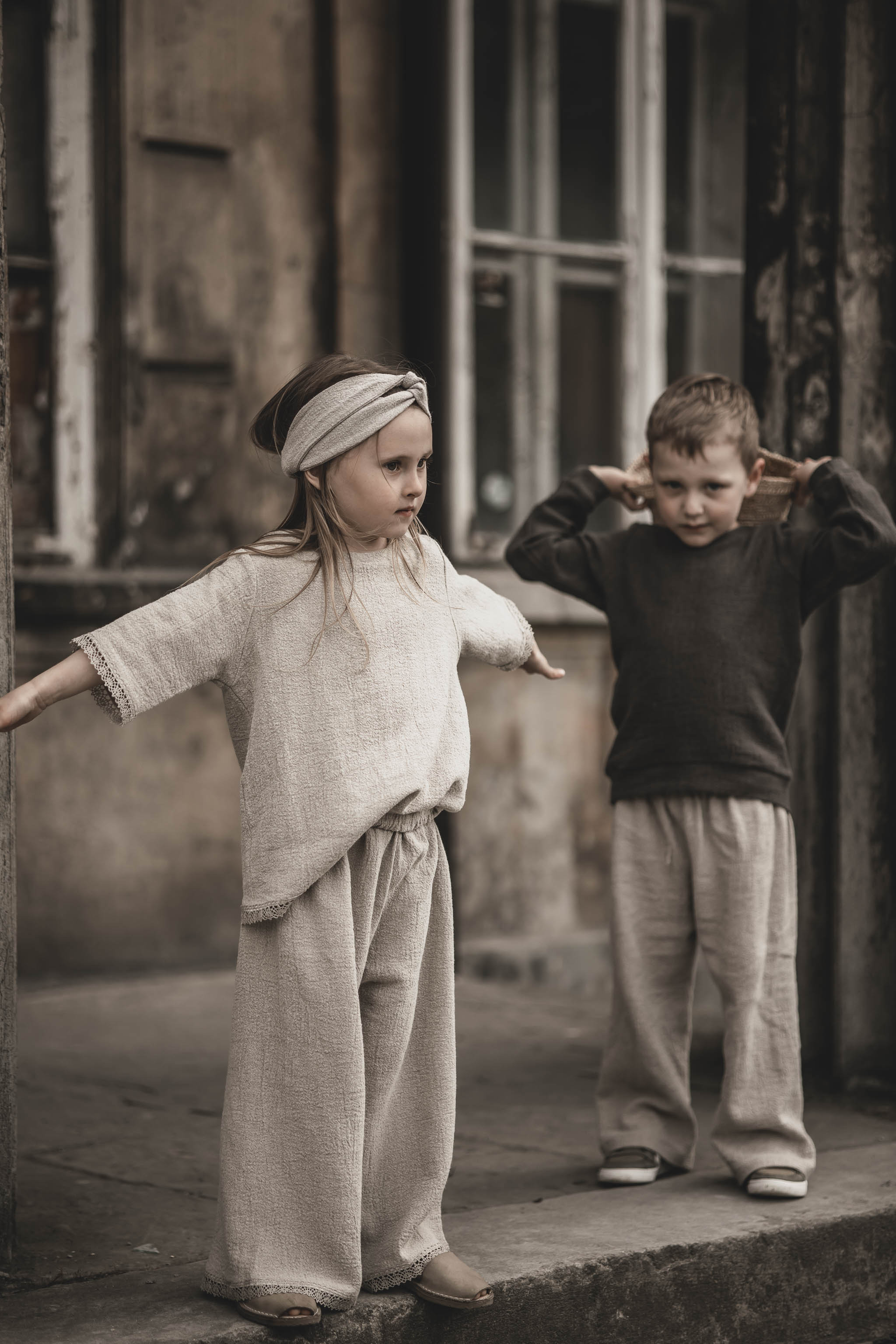 Lniana bluza unisex dla dzieci szara smoke grey