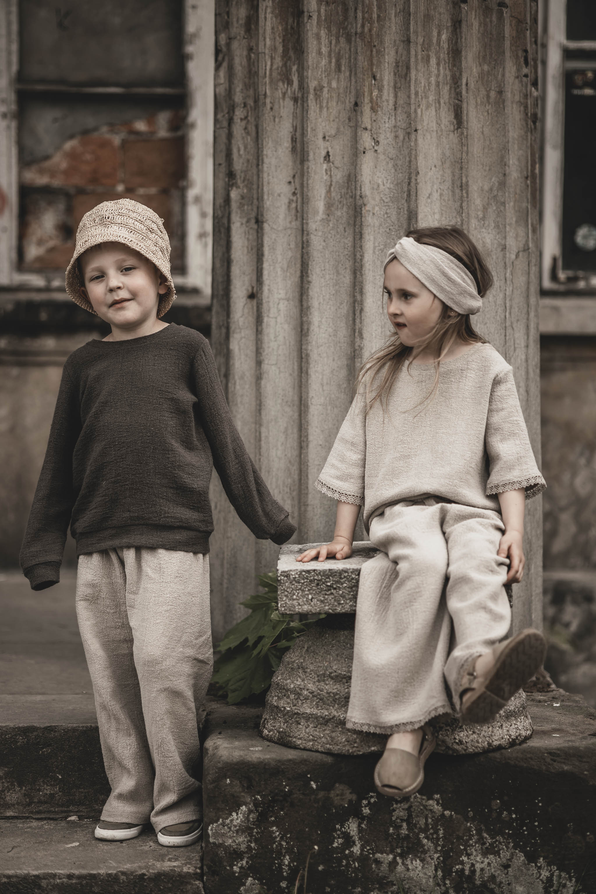 Lniana bluza unisex dla dzieci szara smoke grey