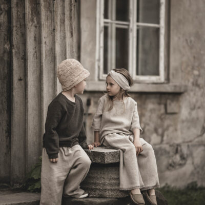 Lniana bluza unisex dla dzieci szara smoke grey