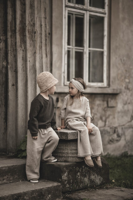 Lniana bluza unisex dla dzieci szara smoke grey