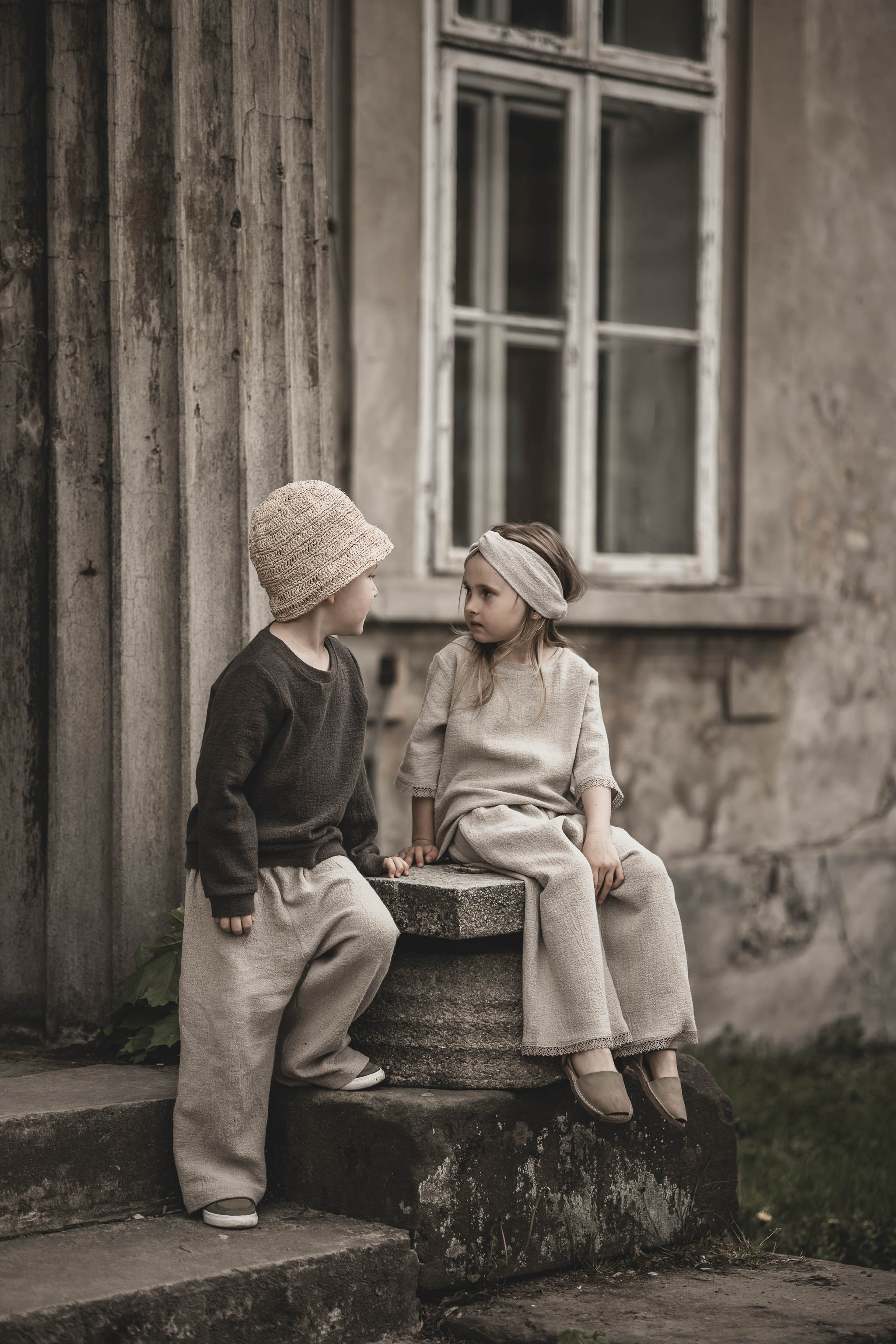 Lniana bluza unisex dla dzieci szara smoke grey