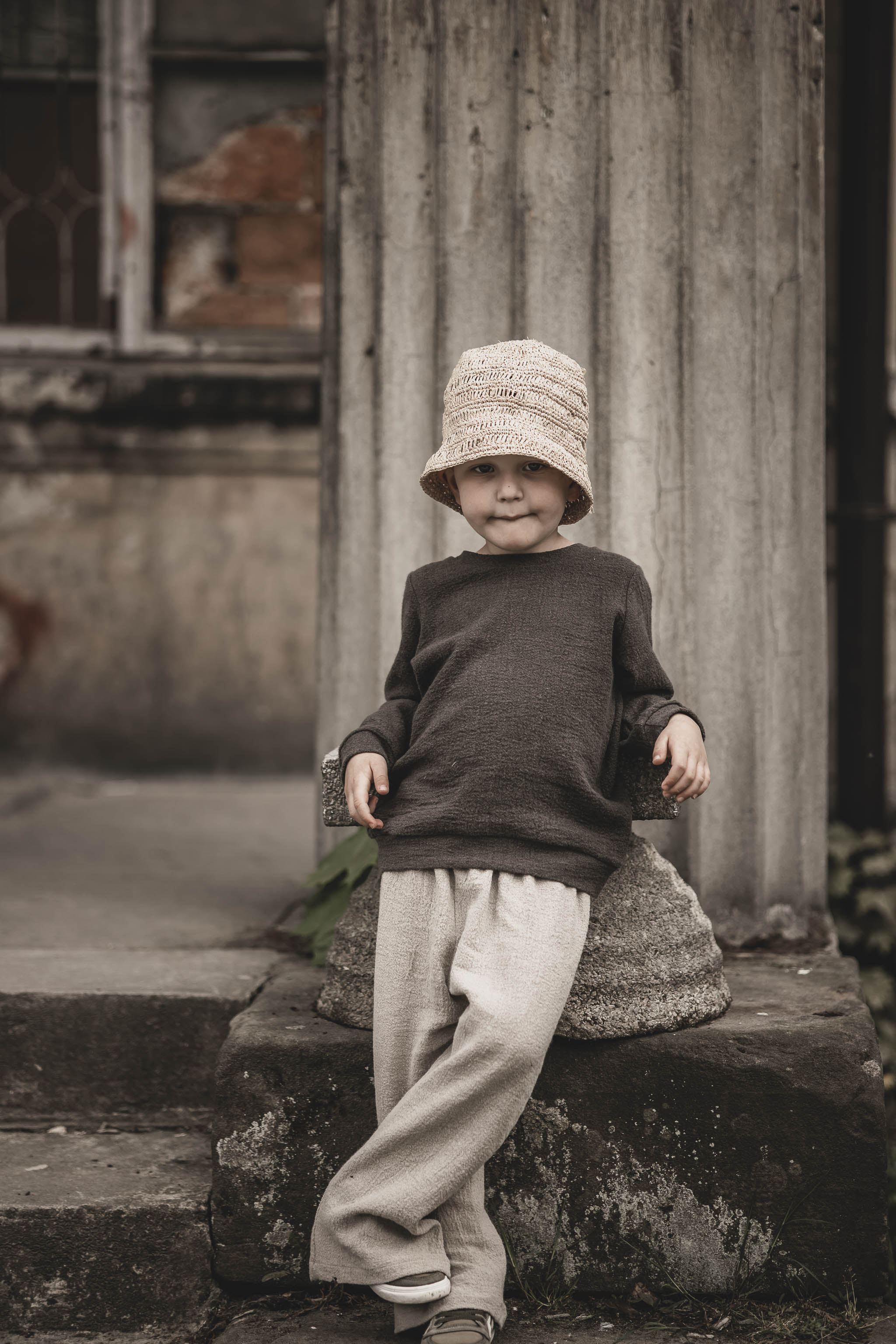 Lniana bluza unisex dla dzieci szara smoke grey