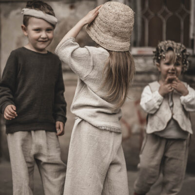 Lniana bluza unisex dla dzieci szara smoke grey