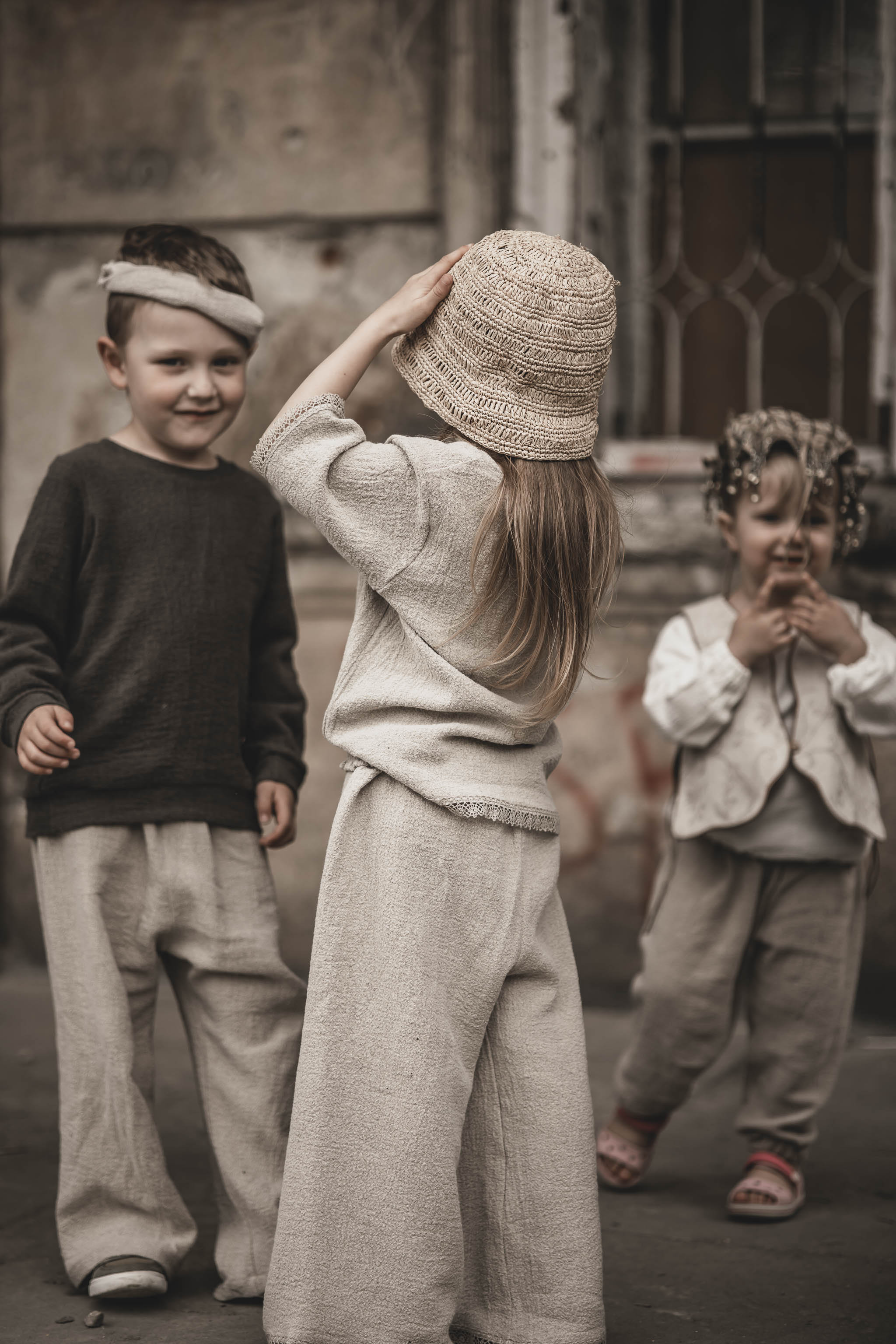 Lniana bluza unisex dla dzieci szara smoke grey