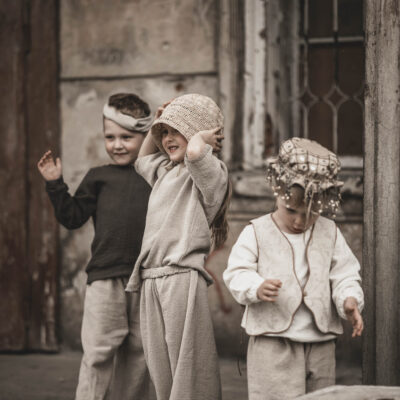 Lniana bluza unisex dla dzieci szara smoke grey