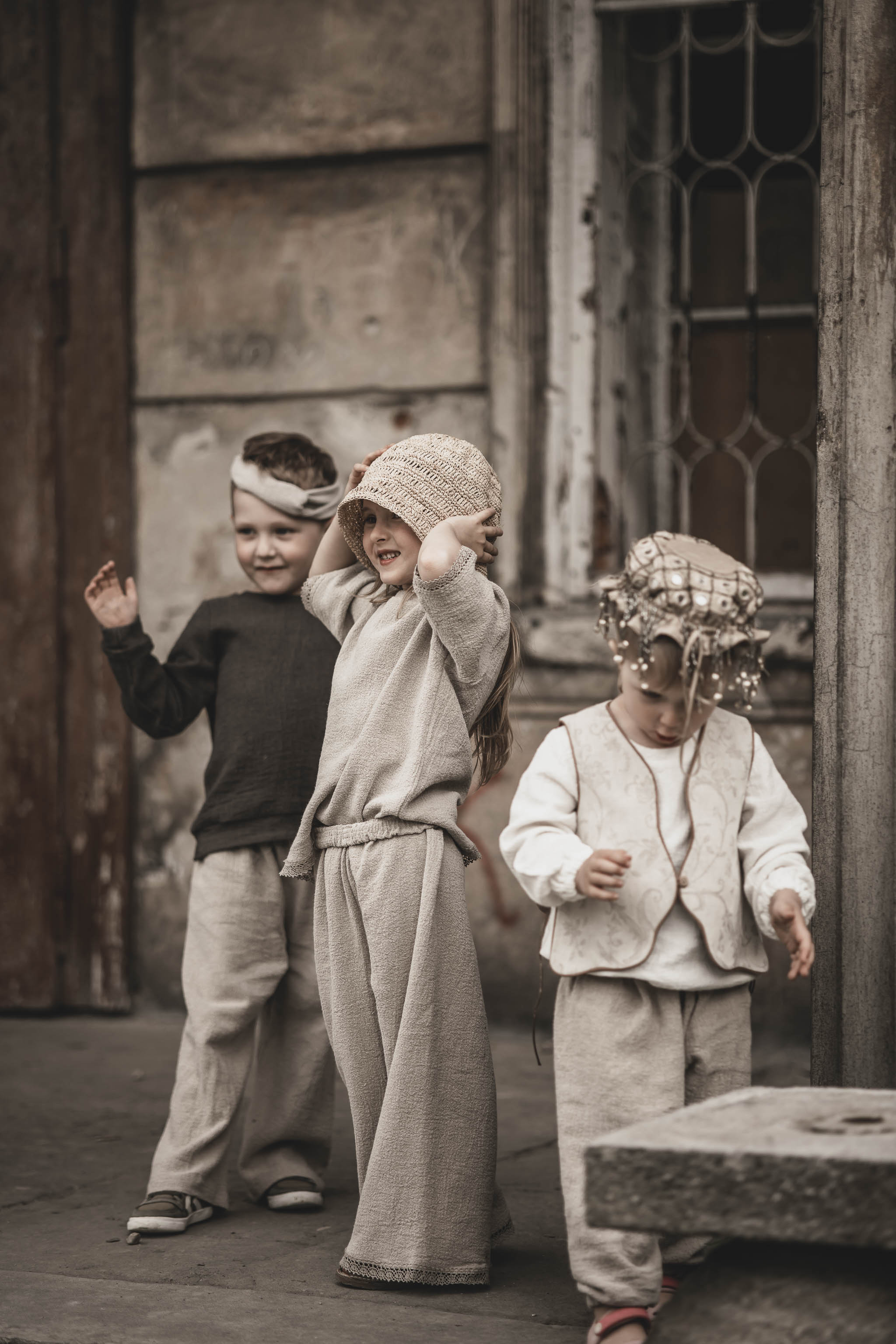 Lniana bluza unisex dla dzieci szara smoke grey