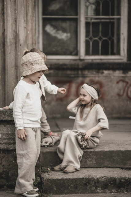 Lniana bluza dla dzieci unisex ecru