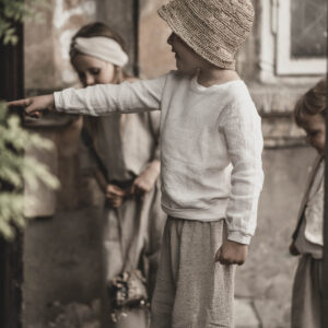 Lniana bluza dla dzieci unisex ecru