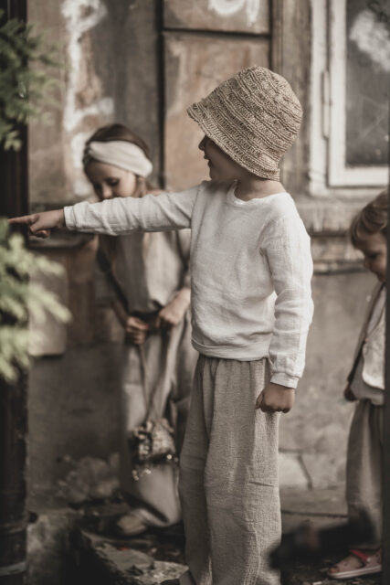 Lniana bluza dla dzieci unisex ecru