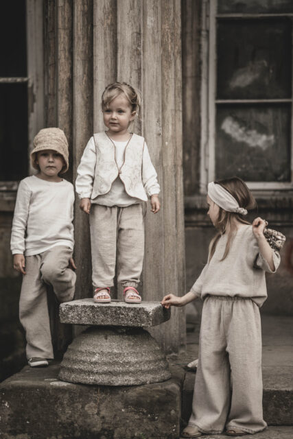 Lniana bluza dla dzieci unisex ecru