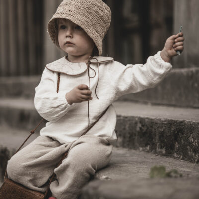 Lniana bluzka dla dziewczynki basic ecru