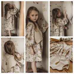 Lniana sukienka damska w kwiaty Marysia honey