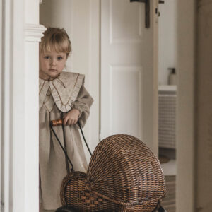 Lniana sukienka retro dla dziewczynki premium  Marysia krepa