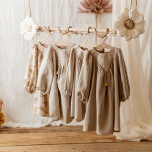 Lniana sukienka retrodla dziewczynki 5-10 lat Marysia rokoko