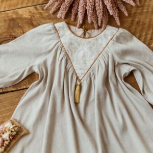 Lniana sukienka retrodla dziewczynki 5-10 lat Marysia rokoko