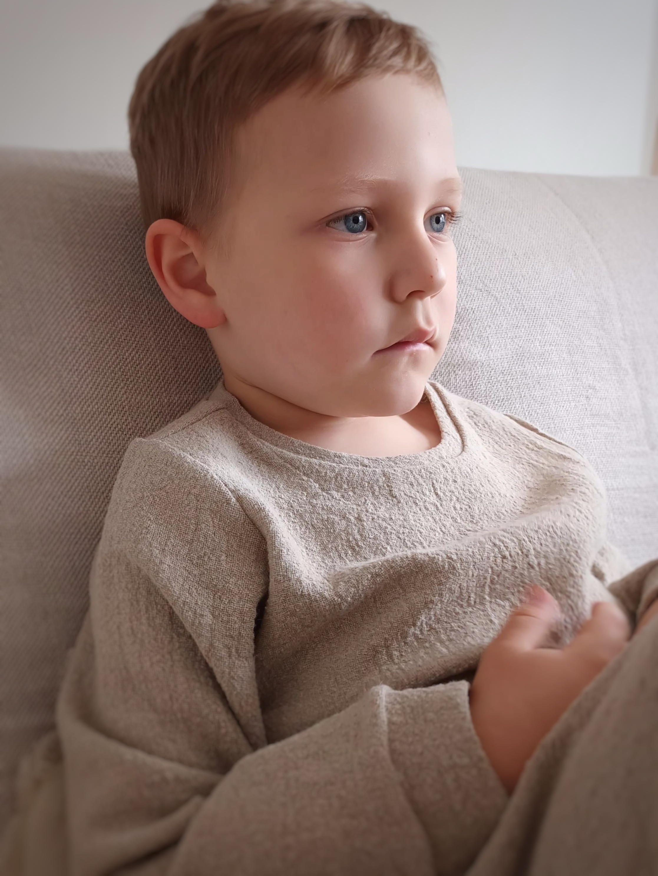 Lniana bluza dla dzieci unisex szara glina