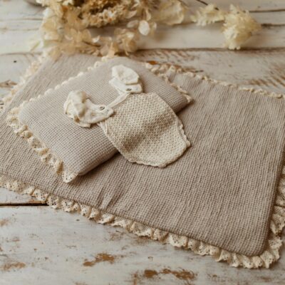 Lniany kocyk niemowlęcy 50×75cm goferek