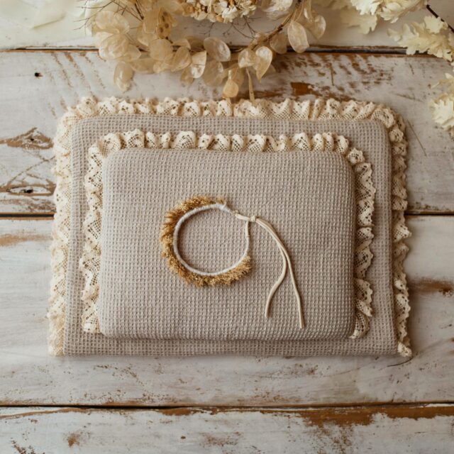 Lniany kocyk niemowlęcy 50×75cm goferek