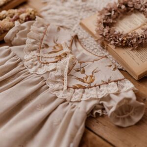 Lniany kołnierzyk dla dziewczynki z falbanką w kwiatki zoja honey