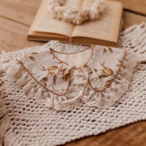 Lniany kołnierzyk dla dziewczynki z falbanką w kwiatki zoja honey