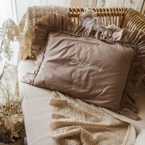 Personalizowana poszewka na poduszkę boho beż imię dziecka haft